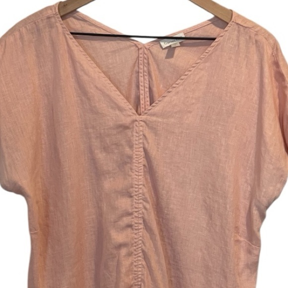 Garnet Hill V-Neck Linen Boxy Tee, Blush Pink, Short Sleeves, Lightweight, Sz S - Picture 12 of 12